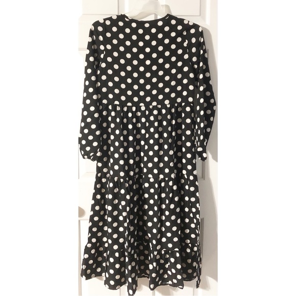 Womens Bohemian Polka Dot V Neck Long Sleeve Dress, NEW, Size S - Picture 6 of 7